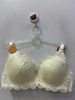 Belvü Kadın Dantelli Dolgusuz Kırık Beyaz Sütyen