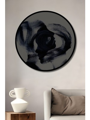 Teona Ahşap Çerçeve Görünümlü Soyut Çiftler Dekoratif Ahşap Mdf Ev Duvar Tablo Yuvarlak Ev Duvar Tablo