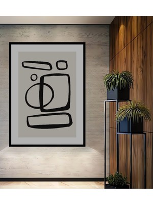Teona Ahşap Çerçeve Görünümlü Soyut Geometrik Dekoratif Ahşap Mdf Ev Duvar Tablo Dikdörtgen Ev Duvar Tablo