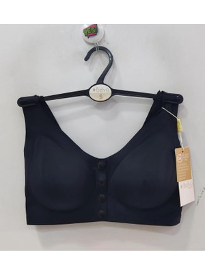 Belvü Kadın Balensiz Önden Düğmeli Lazer Kesim Toparlayıcı Siyah Sütyen