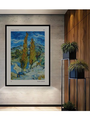 Teona Ahşap Çerçeve Görünümlü Van Gogh Soyut Ahşap Mdf Dekoratif Ev Duvar Tablo Dikdörtgen Ev Duvar Tablo