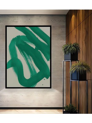 Teona Ahşap Çerçeve Görünümlü Modern Yeşil Fırça Dekoratif Ahşap Mdf Ev Duvar Tablo Dikdörtgen Ev Duvar Tablo