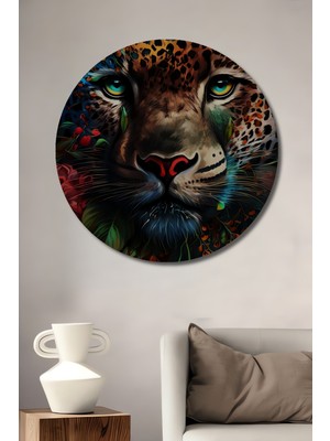 Teona Ahşap Leopar Çiçek Ahşap Mdf Dekoratif Ev/işyeri Duvar Tablo Yuvarlak Ev/işyeri Duvar Tablo
