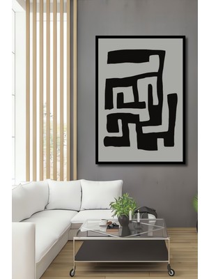 Teona Ahşap Çerçeve Görünümlü Soyut Labirent Dekoratif Ahşap Mdf Ev Duvar Tablo Dikdörtgen Ev Duvar Tablo