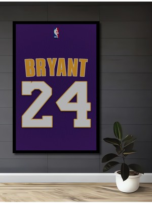 Teona Ahşap Çerçeve Görünümlü Kobe Bryant 24 Nba Ahşap Mdf Dekoratif Ev Duvar Tablo Dikdörtgen Ev Duvar Tablo