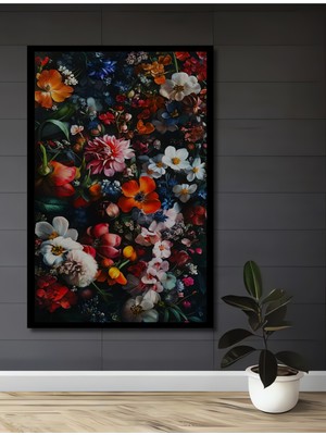 Teona Ahşap Çerçeve Görünümlü Çiçek Bahçesi Dekoratif Ahşap Mdf Ev Duvar Tablo Dikdörtgen Ev Duvar Tablo