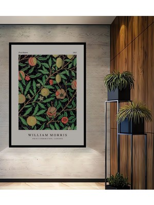 Teona Ahşap Çerçeve Görünümlü William Morris Meyve Desenli Dekoratif Ahşap Mdf Tablo Dikdörtgen Tablo