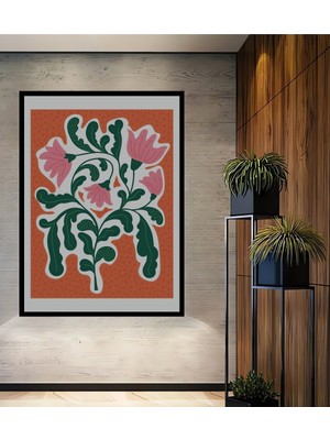 Teona Ahşap Çerçeve Görünümlü Çiçek Motifli Dekoratif Ahşap Mdf Ev Duvar Tablo Dikdörtgen Ev Duvar Tablo