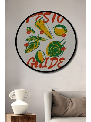 Teona Ahşap Çerçeve Görünümlü Pesto Rehberi Ahşap Mdf Dekoratif Ev Duvar Tablo Yuvarlak Ev Duvar Tablo