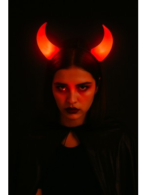 Dodomar Halloween Taç Şeytan Işıklı Büyük Boynuzlu