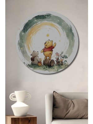 Teona Ahşap Winnie The Pooh Ahşap Mdf Dekoratif Ev/işyeri Duvar Tablo Yuvarlak Ev/işyeri Duvar Tablo