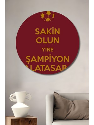 Teona Ahşap Sarı Kırmızı Takım Şampiyonluk Ahşap Mdf Dekoratif Ev/işyeri Duvar Tablo Yuvarlak Ev