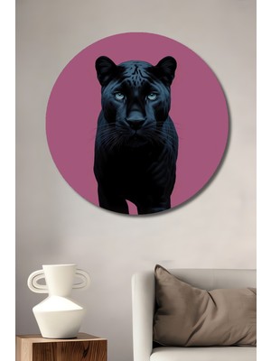 Teona Ahşap Siyah Panter Dekoratif Ahşap Mdf Ev/işyeri Duvar Tablo Yuvarlak Ev/işyeri Duvar Tablo
