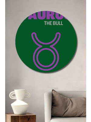 Teona Ahşap Boğa Burcu Dekoratif Ahşap Mdf Ev/işyeri Duvar Tablo Yuvarlak Ev/işyeri Duvar Tablo