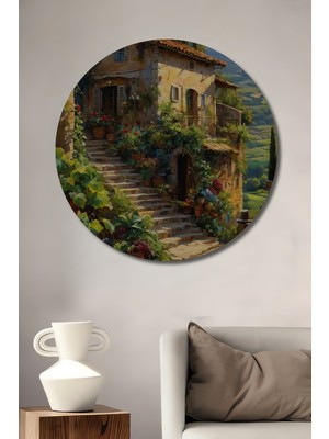 Teona Ahşap Toskana Bahçesi Dekoratif Ahşap Mdf Ev/işyeri Duvar Tablo Yuvarlak Ev/işyeri Duvar Tablo