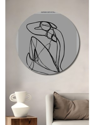 Teona Ahşap Matisse Ilhamlı Soyut Sanat Dekoratif Ahşap Mdf Işyeri Duvar Tablo Yuvarlak Işyeri Duvar Tablo