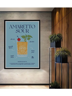 Teona Ahşap Çerçeve Görünümlü Amaretto Sour Kokteyl Tarifi Dekoratif Ahşap Mdf Tablo Dikdörtgen Tablo