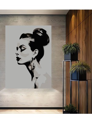 Teona Ahşap Şık Kadın Portresi Dekoratif Ahşap Mdf Ev/işyeri Duvar Tablo Dikdörtgen Ev/işyeri Duvar Tablo