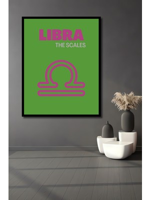 Teona Ahşap Çerçeve Görünümlü Terazi Burcu Ahşap Mdf Dekoratif Ev Duvar Tablo Dikdörtgen Ev Duvar Tablo