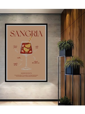 Teona Ahşap Çerçeve Görünümlü Sangria Tarifi Dekoratif Ahşap Mdf Ev Duvar Tablo Dikdörtgen Ev Duvar Tablo