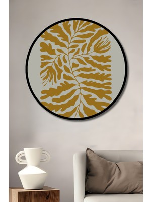 Teona Ahşap Çerçeve Görünümlü Çiçek Gücü Dekoratif Ahşap Mdf Işyeri Duvar Tablo Yuvarlak Işyeri Duvar Tablo