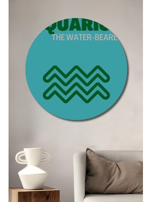 Teona Ahşap Kova Burcu Ahşap Mdf Dekoratif Ev/işyeri Duvar Tablo Yuvarlak Ev/işyeri Duvar Tablo