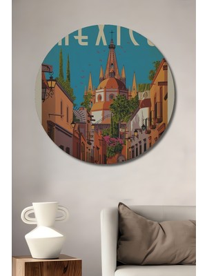 Teona Ahşap Meksika Ahşap Mdf Dekoratif Tablo San Miguel De Allende Yuvarlak Tablo