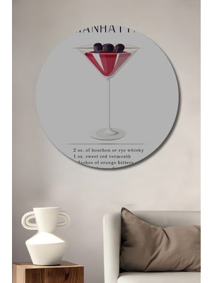 Teona Ahşap Manhattan Kokteyl Dekoratif Ahşap Mdf Ev/işyeri Duvar Tablo Yuvarlak Ev/işyeri Duvar Tablo