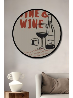 Teona Ahşap Çerçeve Görünümlü Şarap Tutkusu Dekoratif Ahşap Mdf Ev Duvar Tablo Yuvarlak Ev Duvar Tablo