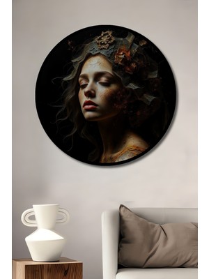 Teona Ahşap Çerçeve Görünümlü Sonbahar Büyüsü Dekoratif Ahşap Mdf Ev Duvar Tablo Yuvarlak Ev Duvar Tablo