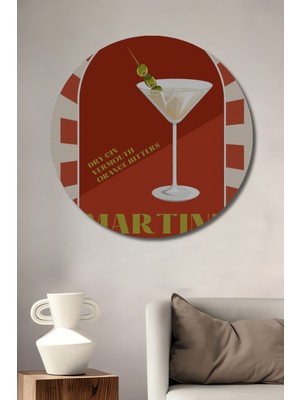 Teona Ahşap Martini Kokteyl Retro Ahşap Mdf Dekoratif Ev/işyeri Duvar Tablo Yuvarlak Ev/işyeri Duvar Tablo