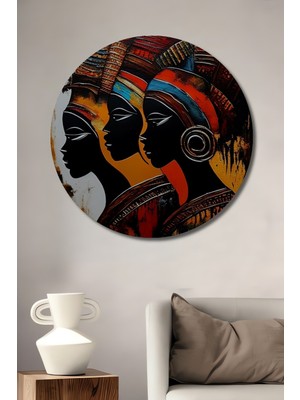 Teona Ahşap Renkli Etnik Kadınlar Ahşap Mdf Dekoratif Ev/işyeri Duvar Tablo Yuvarlak Ev/işyeri Duvar Tablo