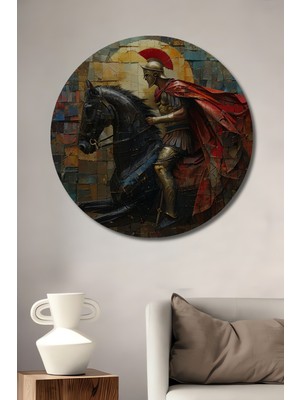 Teona Ahşap Roma Süvarisi Dekoratif Ahşap Mdf Ev/işyeri Duvar Tablo Yuvarlak Ev/işyeri Duvar Tablo