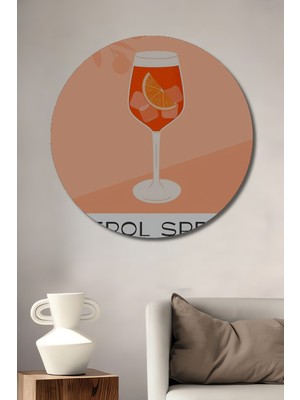 Teona Ahşap Aperol Spritz Dekoratif Ahşap Mdf Ev/işyeri Duvar Tablo Yuvarlak Ev/işyeri Duvar Tablo