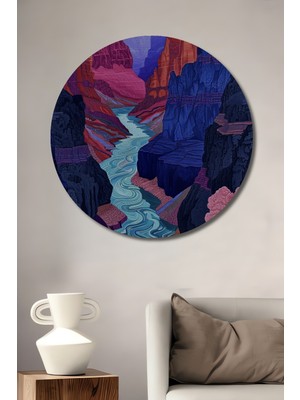 Teona Ahşap Renkli Kanyon Manzarası Ahşap Mdf Dekoratif Ev/işyeri Duvar Tablo Yuvarlak Ev/işyeri Duvar Tablo