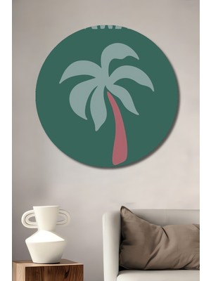 Teona Ahşap Hawaii Tropikal Palmiye Ahşap Mdf Dekoratif Ev/işyeri Duvar Tablo Yuvarlak Ev/işyeri Duvar Tablo