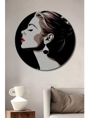 Teona Ahşap Zarif Kadın Silüeti Ahşap Mdf Dekoratif Ev/işyeri Duvar Tablo Yuvarlak Ev/işyeri Duvar Tablo