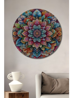 Teona Ahşap Renkli Mandala Dekoratif Ahşap Mdf Ev/işyeri Duvar Tablo Yuvarlak Ev/işyeri Duvar Tablo