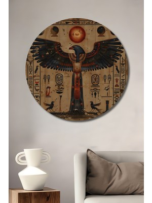 Teona Ahşap Mısır Mitolojisi Horus Ahşap Mdf Dekoratif Ev/işyeri Duvar Tablo Yuvarlak Ev/işyeri Duvar Tablo