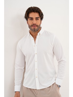 Catto Peak Gömlek Örme Petek Kumaş Mevsimlik Likralı Regular Erkek Gömlek