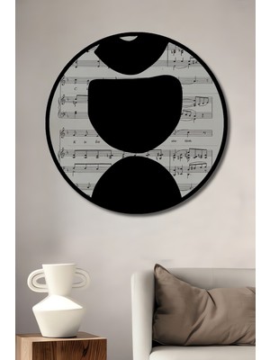 Teona Ahşap Çerçeve Görünümlü Müzikal Soyut Ahşap Mdf Dekoratif Ev Duvar Tablo Yuvarlak Ev Duvar Tablo