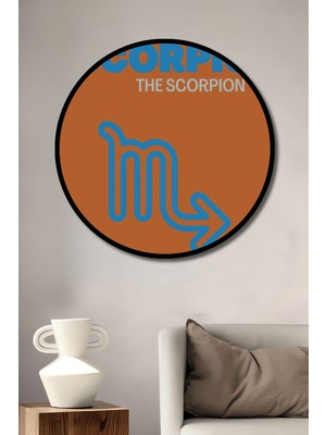 Teona Ahşap Çerçeve Görünümlü Akrep Burcu Dekoratif Ahşap Mdf Işyeri Duvar Tablo Yuvarlak Işyeri Duvar Tablo