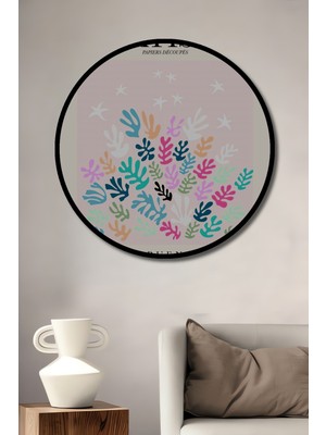 Teona Ahşap Çerçeve Görünümlü Matisse Soyut Sanat Dekoratif Ahşap Mdf Ev Duvar Tablo Yuvarlak Ev Duvar Tablo