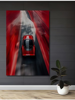 Teona Ahşap Kırmızı Spor Araba Ahşap Mdf Dekoratif Ev/işyeri Duvar Tablo Dikdörtgen Ev/işyeri Duvar Tablo