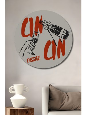 Teona Ahşap Şampanya Kutlaması Dekoratif Ahşap Mdf Ev/işyeri Duvar Tablo Yuvarlak Ev/işyeri Duvar Tablo