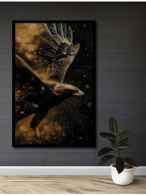Teona Ahşap Çerçeve Görünümlü Kartal Gücü Dekoratif Ahşap Mdf Ev Duvar Tablo Dikdörtgen Ev Duvar Tablo