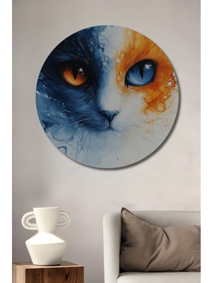 Teona Ahşap Renk Cümbüşü Kedi Dekoratif Ahşap Mdf Ev/işyeri Duvar Tablo Yuvarlak Ev/işyeri Duvar Tablo