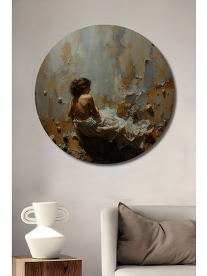 Teona Ahşap Yalnız Kadın Soyut Sanat Ahşap Mdf Dekoratif Ev/işyeri Duvar Tablo Yuvarlak Ev/işyeri Duvar Tablo