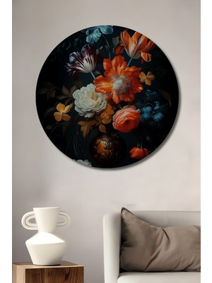 Teona Ahşap Çiçeklerin Büyüsü Dekoratif Ahşap Mdf Ev/işyeri Duvar Tablo Yuvarlak Ev/işyeri Duvar Tablo