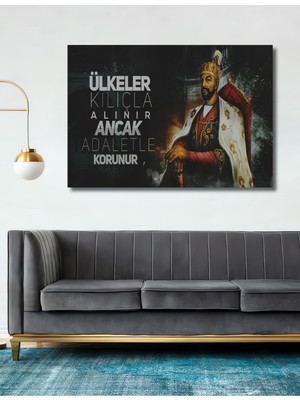 Teona Ahşap Fatih Sultan Mehmet Adalet Sözü Dekoratif Ahşap Mdf Tablo Dikdörtgen Tablo